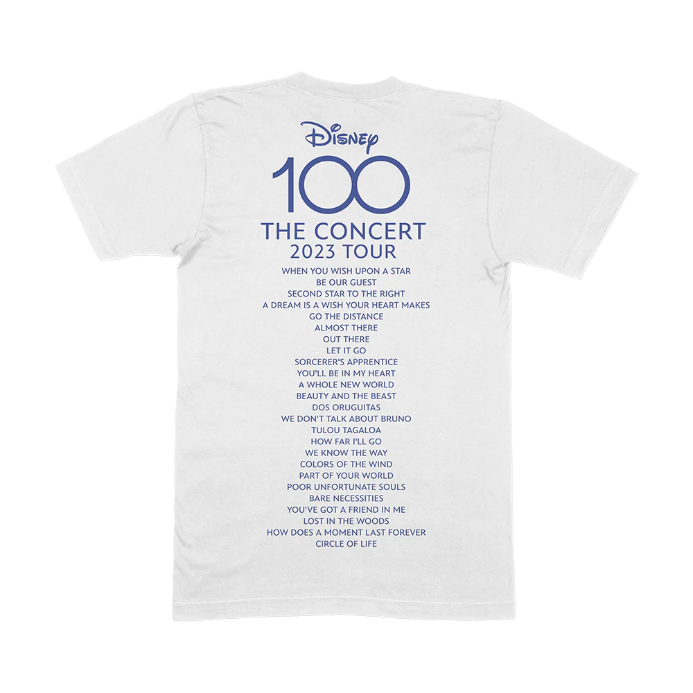 Disney 100 - The Concert - White 'D100 Concert Logo & Songlist' T-Shirt - Image 2