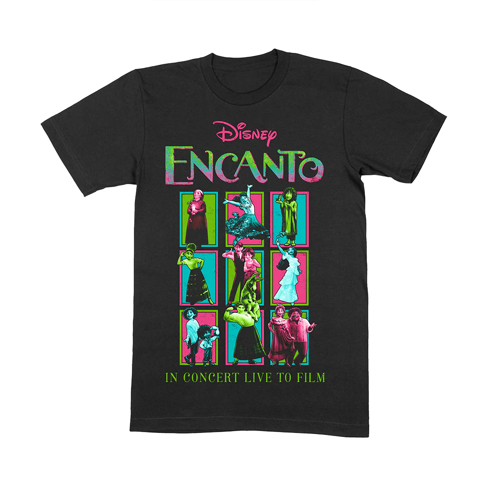 Disney Encanto - Live In Concert - Black 'Family Madrigal Colour' T-Shirt