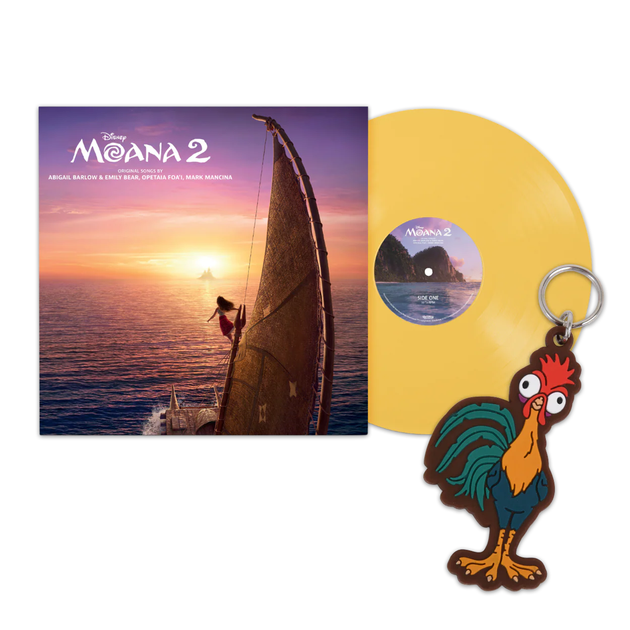 Moana 2: Sunset Yellow Vinyl LP + Heihei Keyring